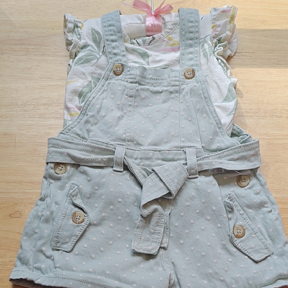Jessica Simpson Mint Green Dot Shortall Romper with Belt